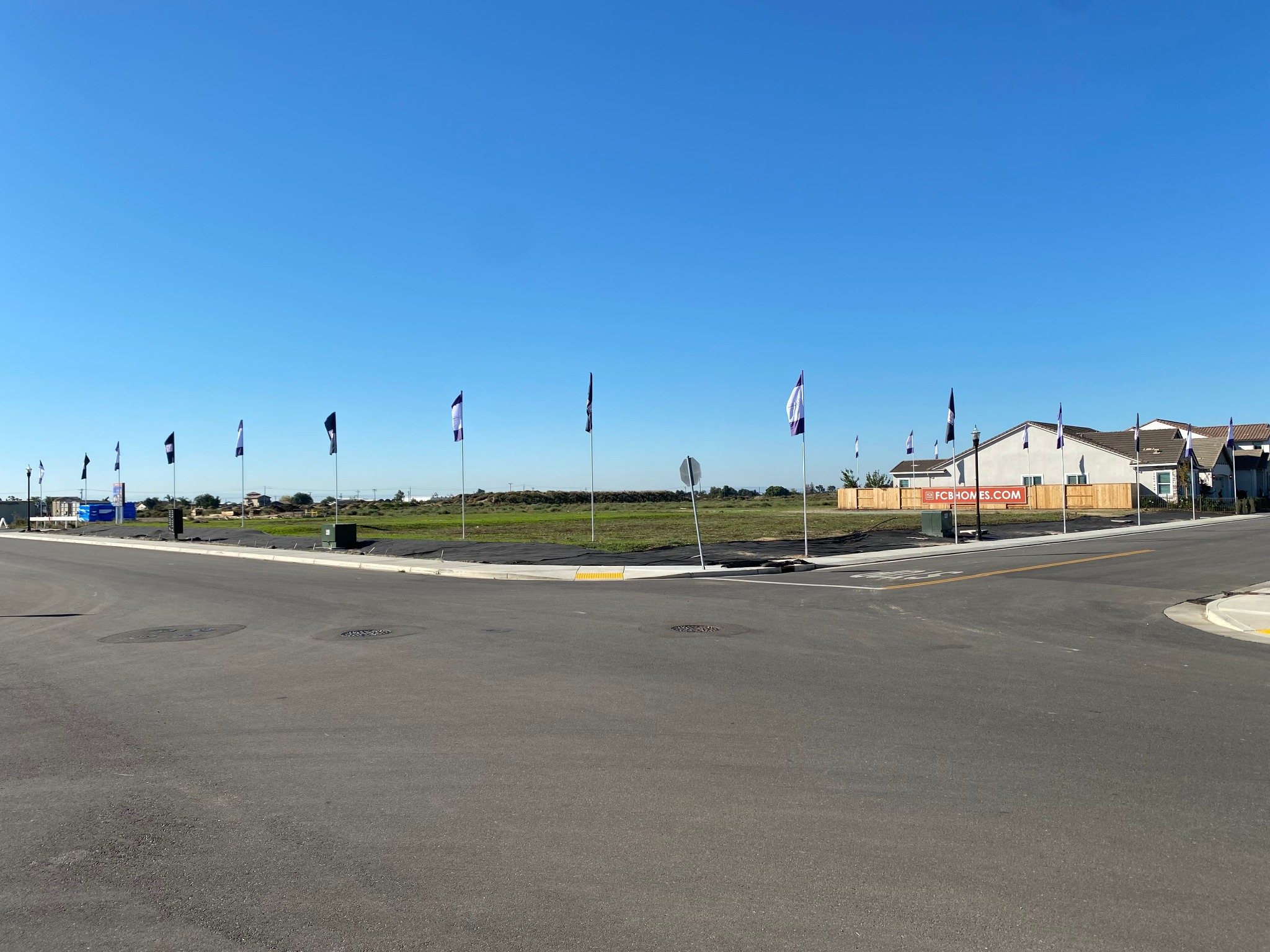 Rows of installed flagpoles
