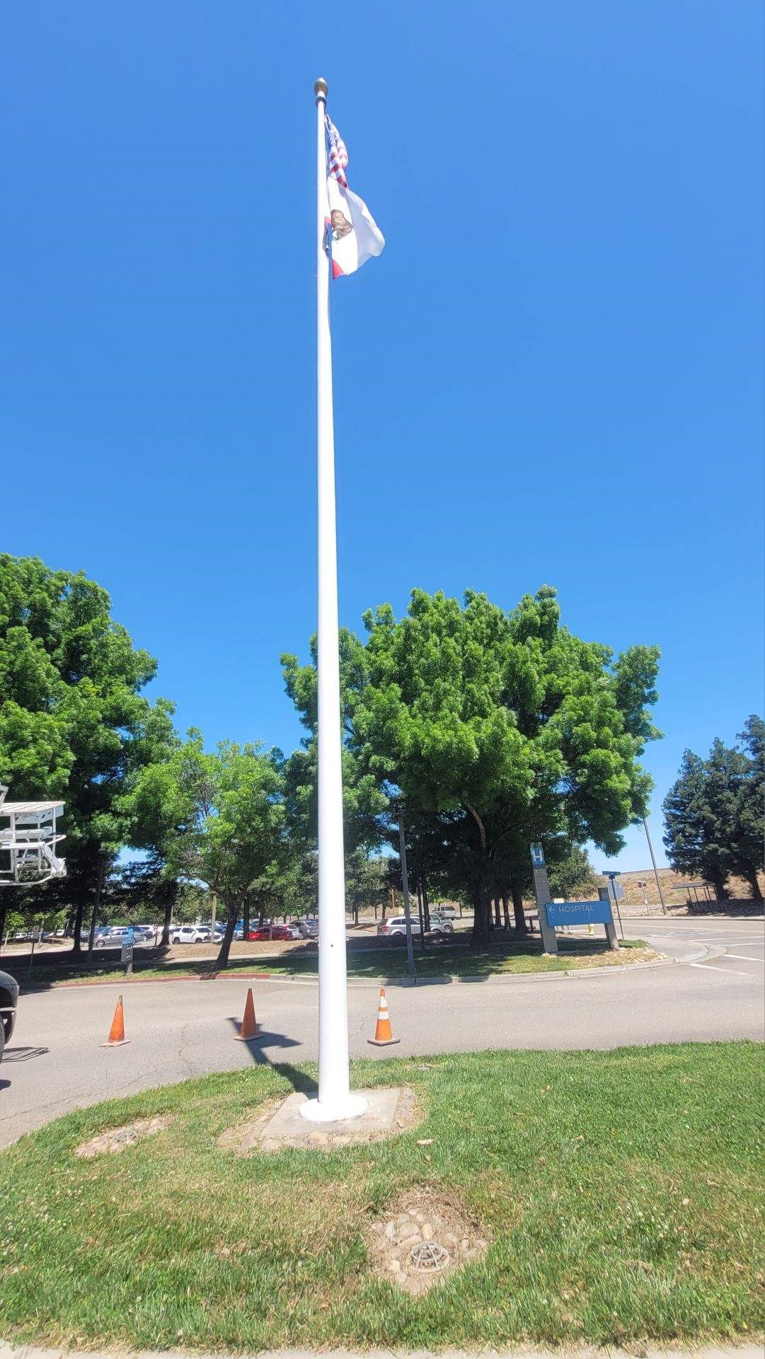 Installed flagpole with American flag